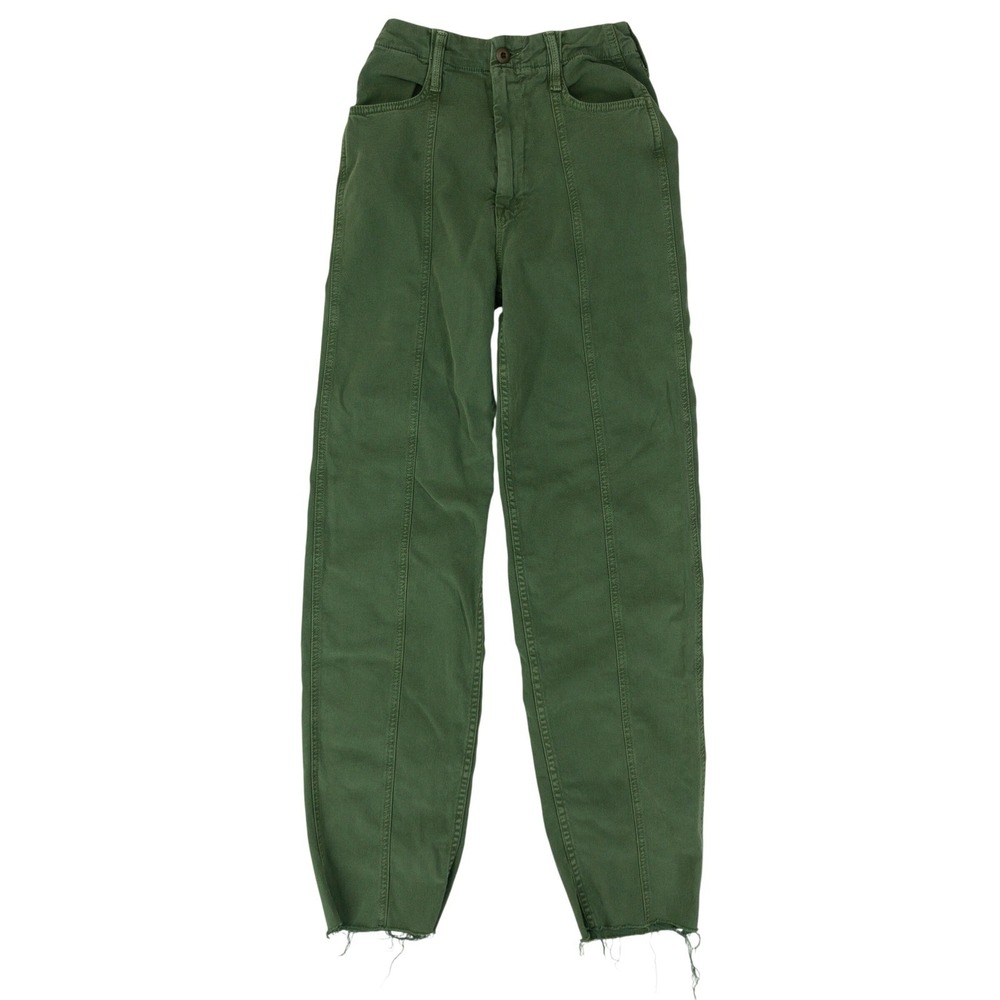 Mother High Waisted Seamed Curbside Heel Pants Womens Size 25 Green Raw Hem‎